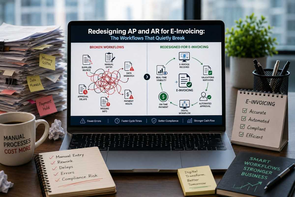 KPI Diagram Showing AP and AR Workflow Redesign for E-Invoicing Compliance in UAE